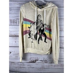 Star Wars Sweater Women's Small Fleece Ivory Graphic Logo Multicolor